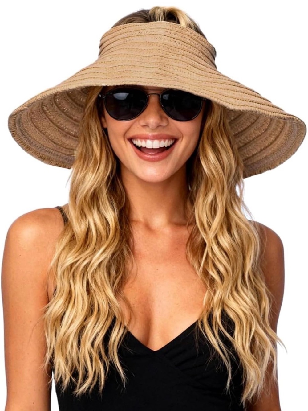 Women’s Straw Visor Hat Tan